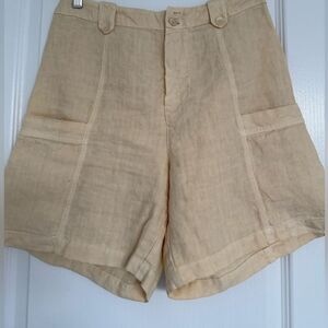 120% Lino ,Women's Tan Linen Shorts.